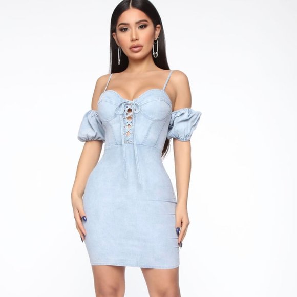 Fashion Nova Dresses & Skirts - Fashion Nova Blue Jean Dress